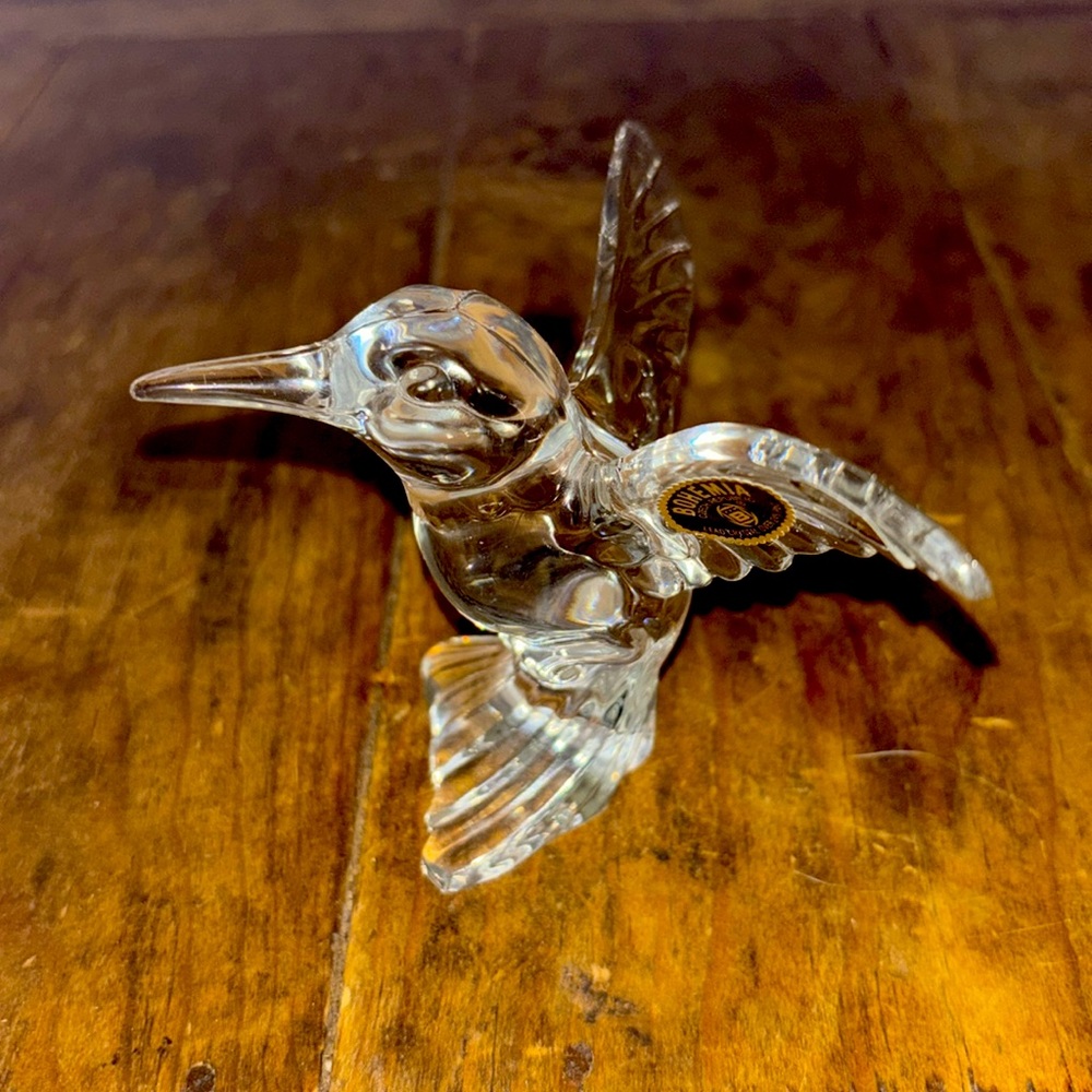 Vintage Hummingbird Czech Republic Bohemia Crystal Statue Figurine